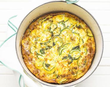 Omelette crémeuse aux courgettes et au basilic